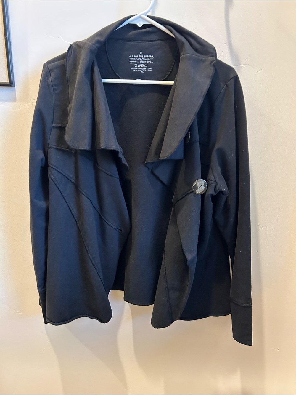neon buddha Black Draped Open-Front Blazer